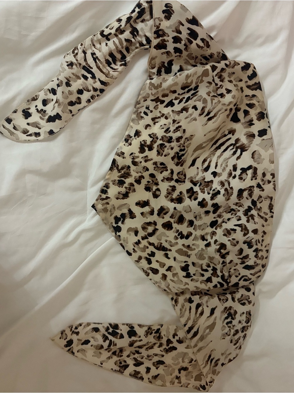 Windsor Leopard Print Silk Neck Scarf in Beige and Brown